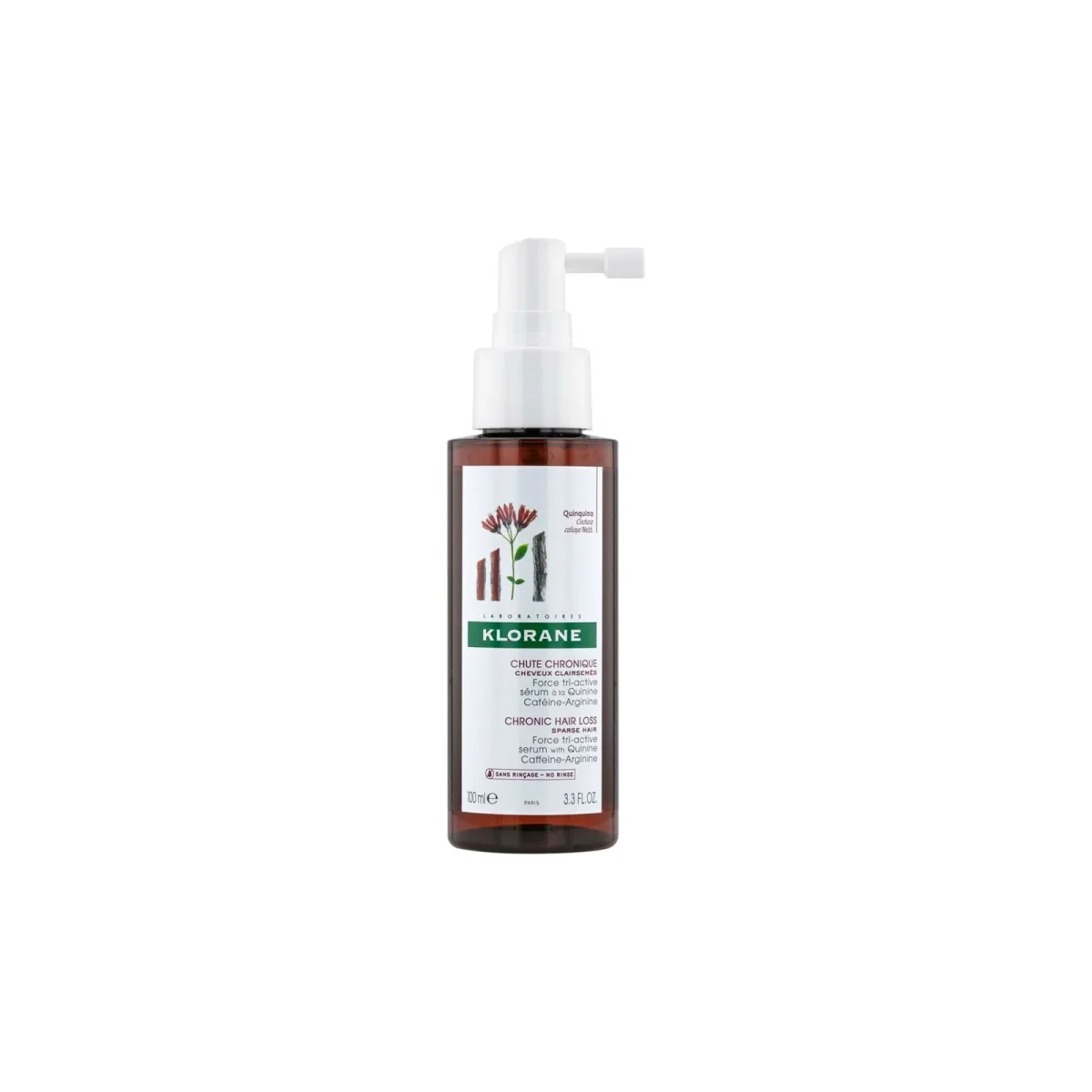 Klorane – Force tri-active sérum antichute Quinine Caféine – Chute de cheveux chronique – Cheveux clairsemés 100 ml – Image 2