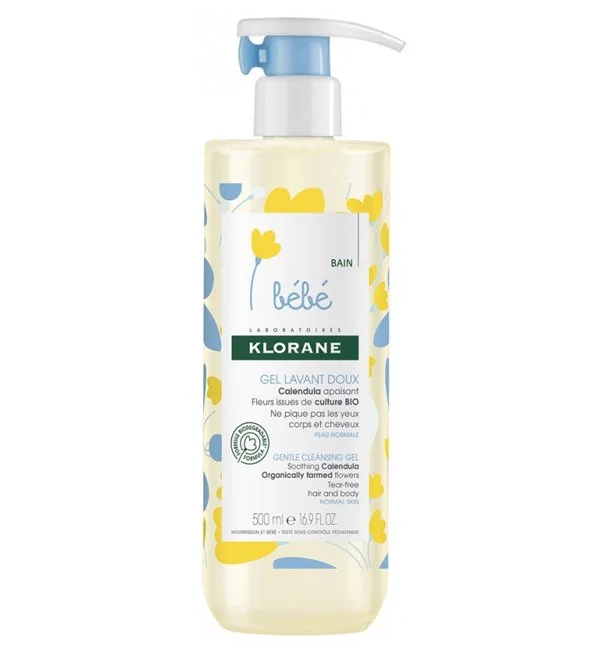 Klorane – Gel lavant doux au Calendula apaisant – Bébé – Corps et cheveux – Peau normale 500 ml – Image 2