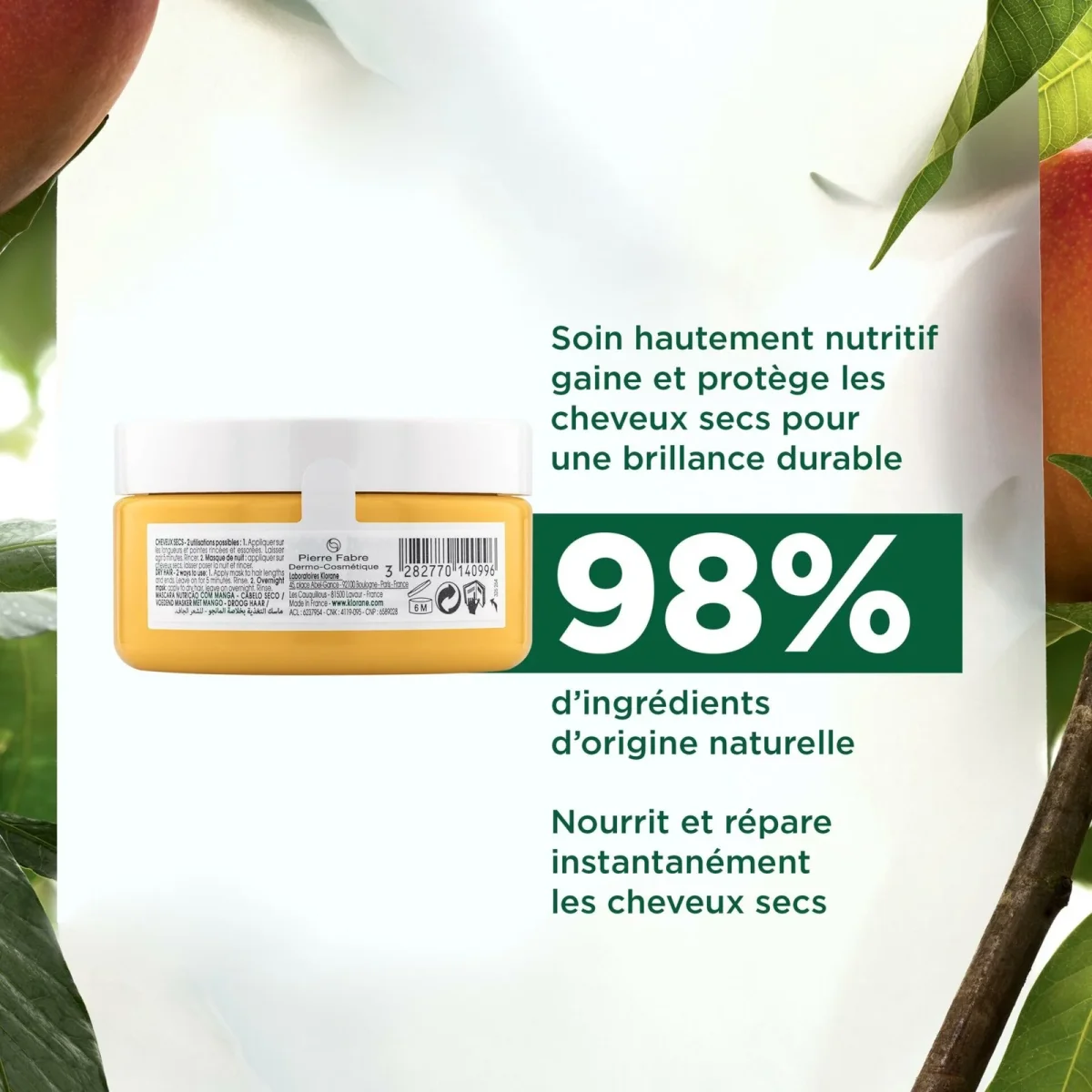 Klorane – Masque nutrition à la Mangue – Cheveux secs 150 ml – Image 4