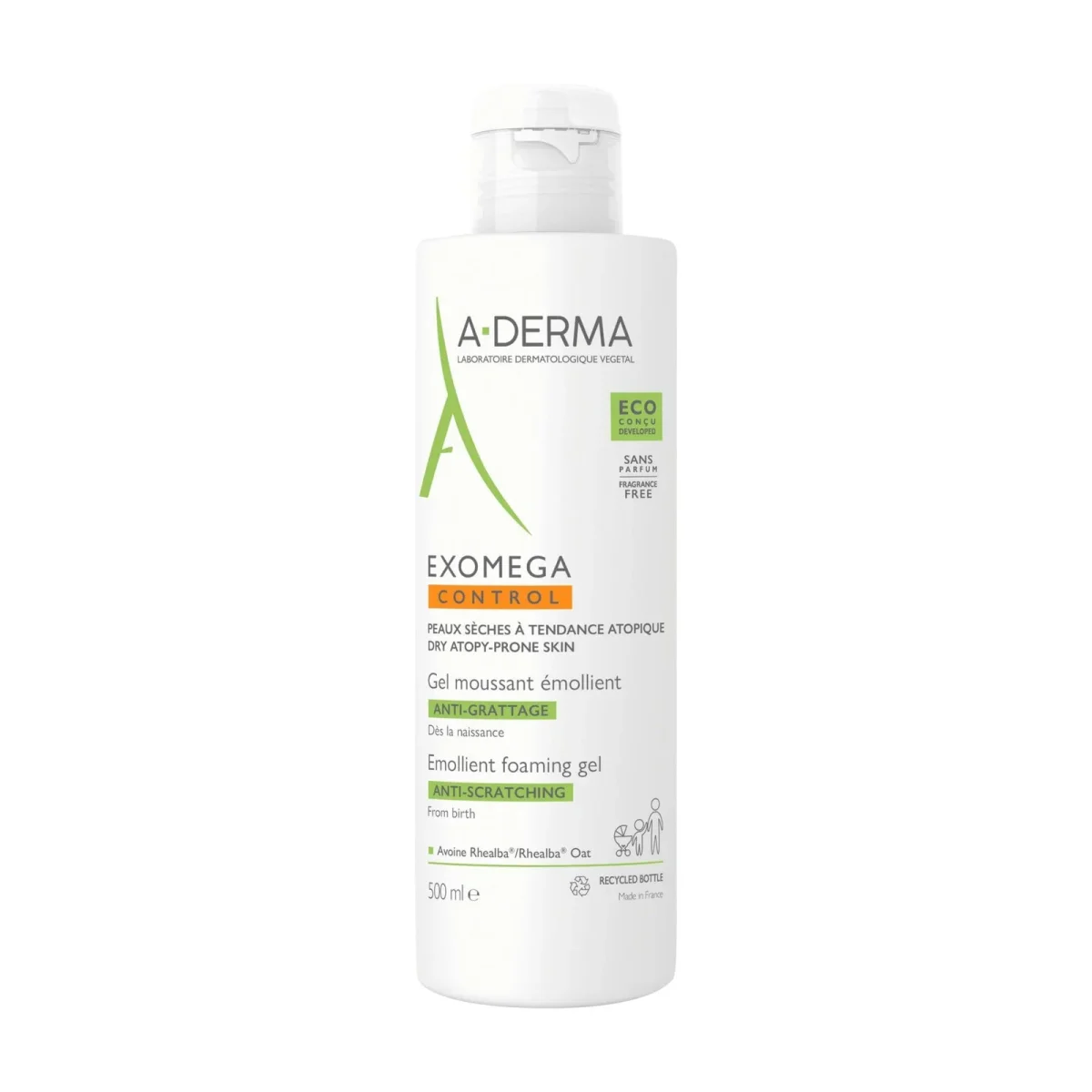 A-DERMA — EXOMEGA CONTROL GEL MOUSSANT ÉMOLLIENT ANTI-GRATTAGE 500 ml – Image 2