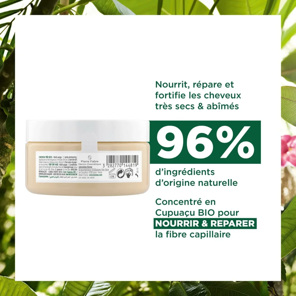 Klorane – Masque Réparation 3 en 1 au Cupuaçu BIO – Cheveux très secs 150 ml – Image 4