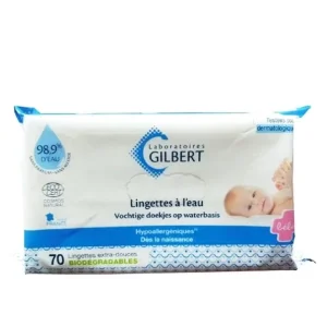 Gilbert Lingettes Bébé à l&rsquo;Eau Biodégradables – 70 lingettes