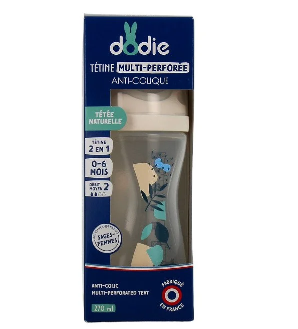 Dodie Biberon Multi Perfore Tetine Debit 2 Bleu 0-6mois 270ml – Image 2