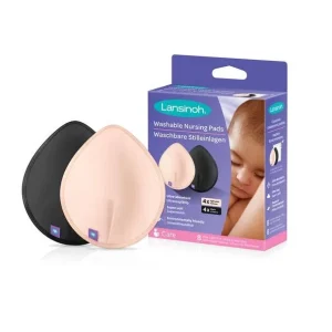 Lansinoh Coussinets d’allaitements lavables « Rose/Noir » 8 pads