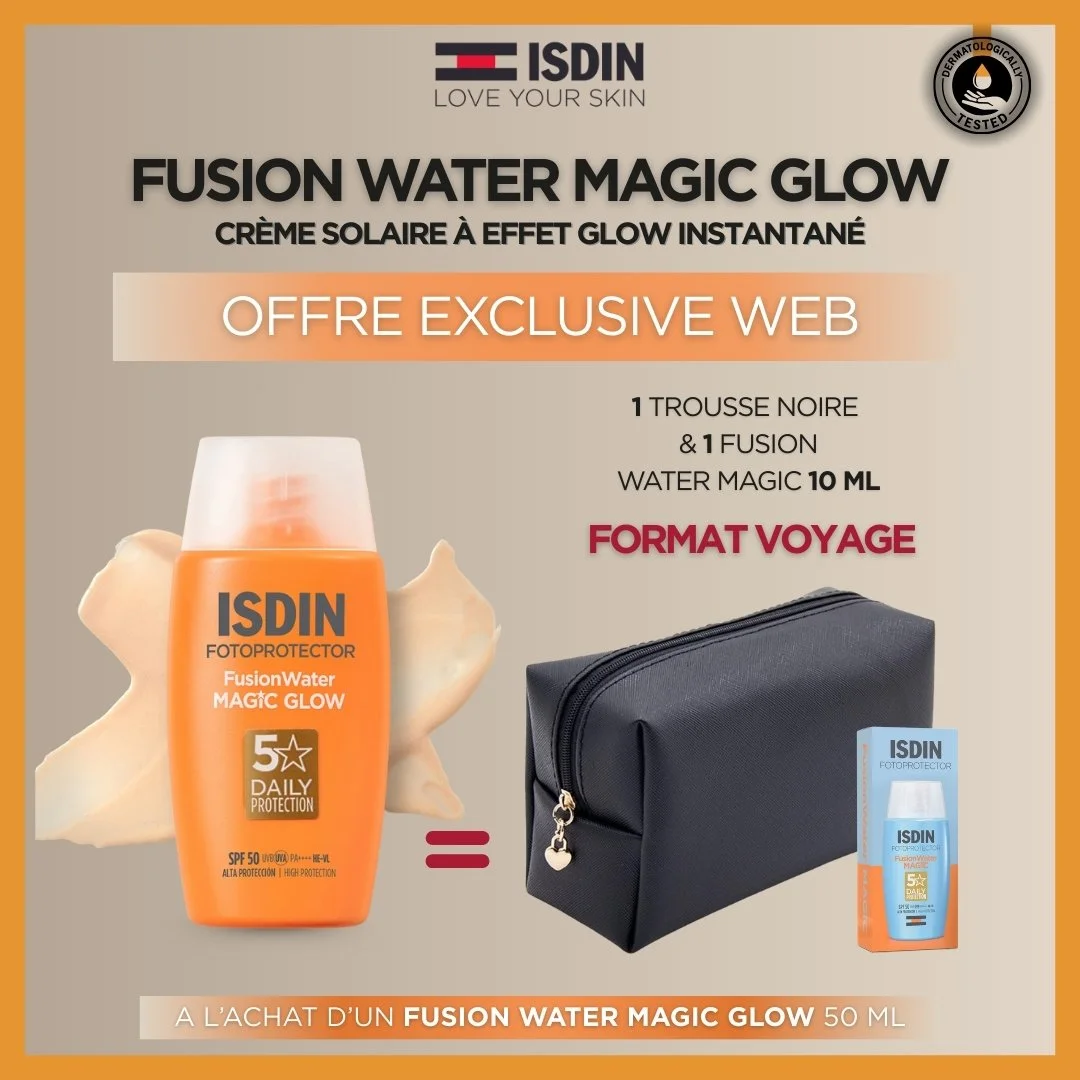 ISDIN Fotoprotecteur Fusion Water Magic Glow Spf50+ 50ml = Trousse & Miniature Offerts – Image 2