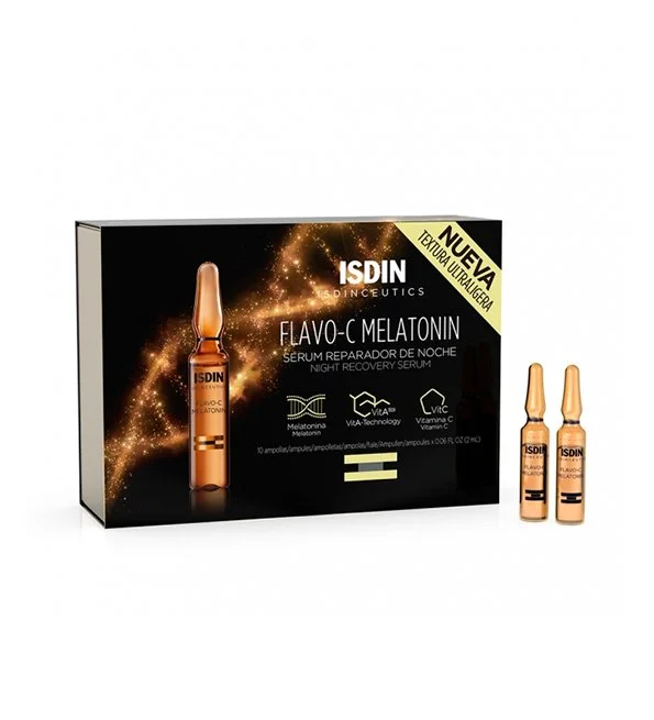 Isdin Flavo-C Melatonin serum reparateur nuit 10 Ampoules*2ml – Image 2