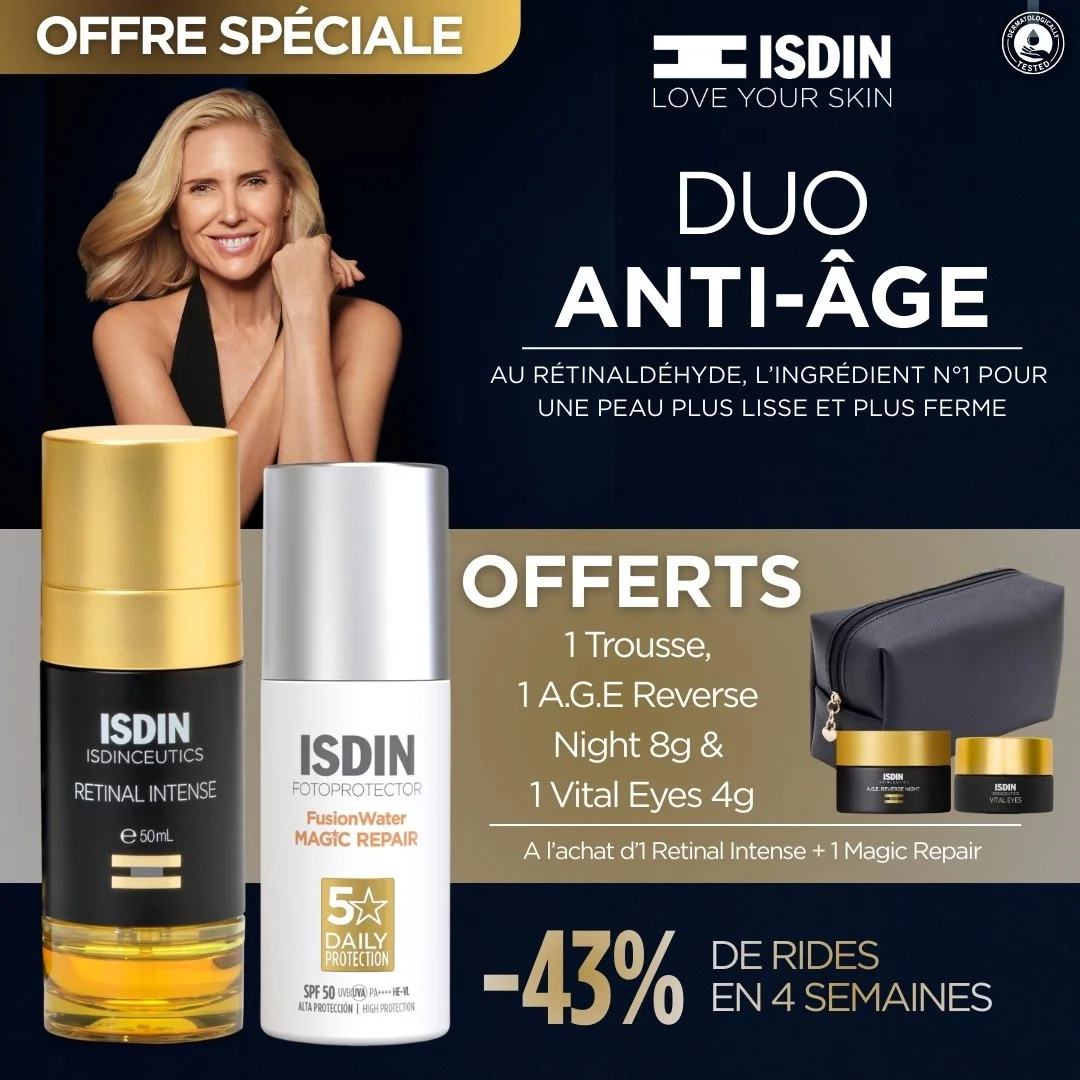 ISDIN Isdinceutics Retinal Intense Serum+Fotoprotecteur Fusion Water Magic Repair = Trousse + Age Reverse Night+ Age Reverse Eyes OFFERTS – Image 2