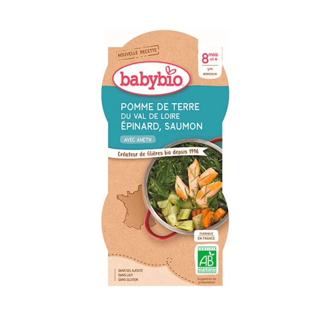 BABYBIO BOL POMME DE TERRE EPINARD SAUMON 2 x 200G – Image 2