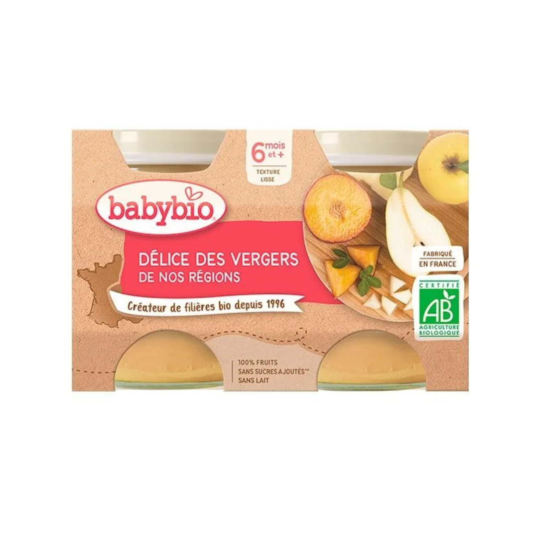 BABYBIO PETIT POT DELICE DES VERGERS 2 x 130G – Image 2