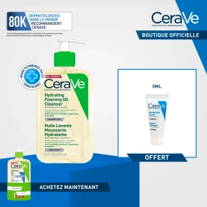 CeraVe Huile Lavante Moussante Hydratante Peau Très Sèche à Atopique | 473ml = Baume Miniature Offe