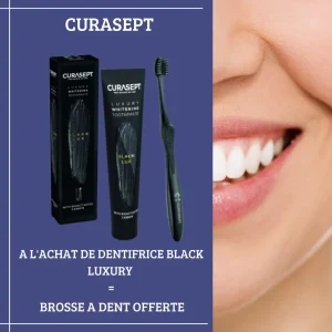 CURASEPT BLACK LUXURY WHITENING DENTIFRICE 75ML = 1 Brosse à Dent OFFERT
