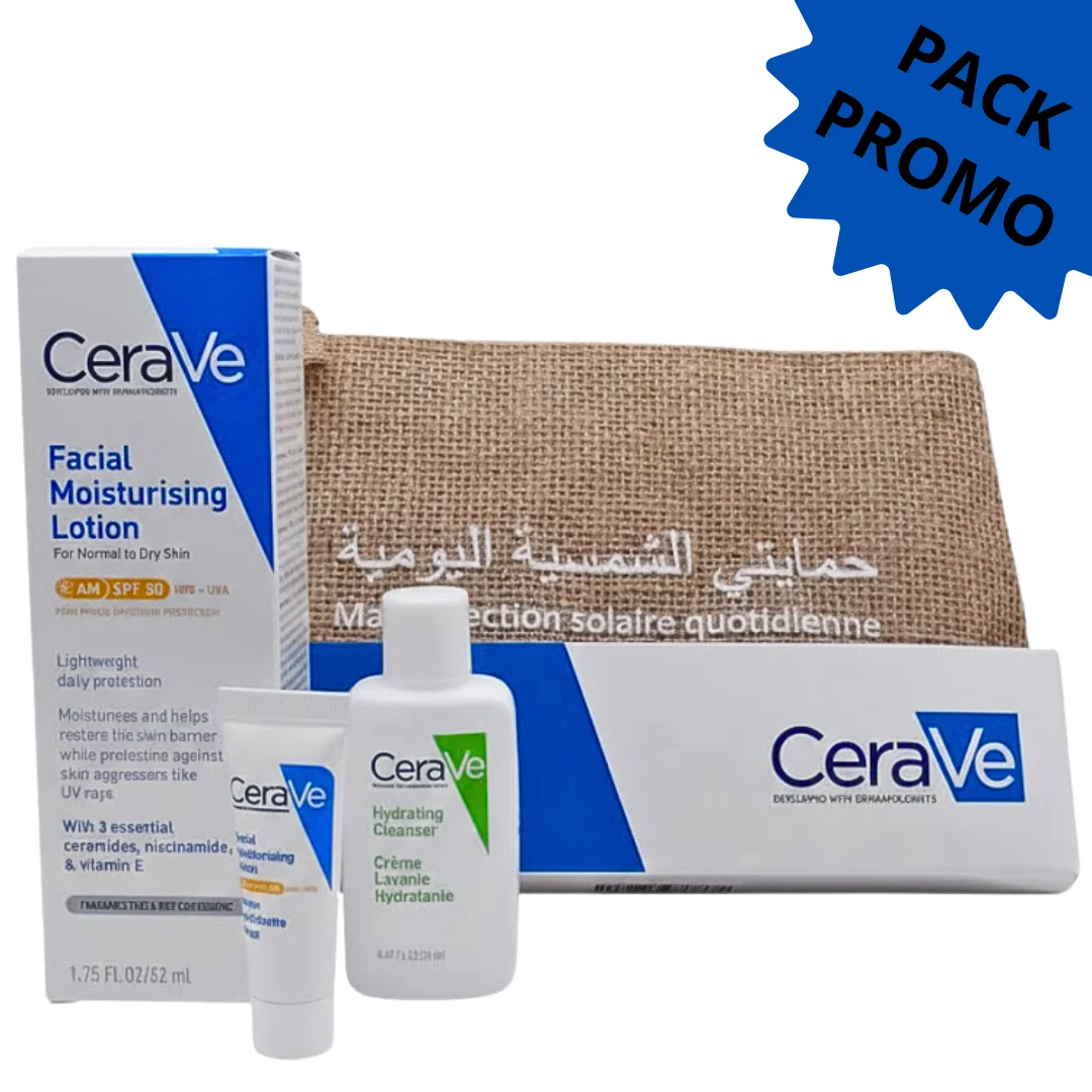 Cerave Creme Hydratante spf50 52ml+ Creme Lavant & Creme Hydratant +Trousse Format Voyage – Image 2