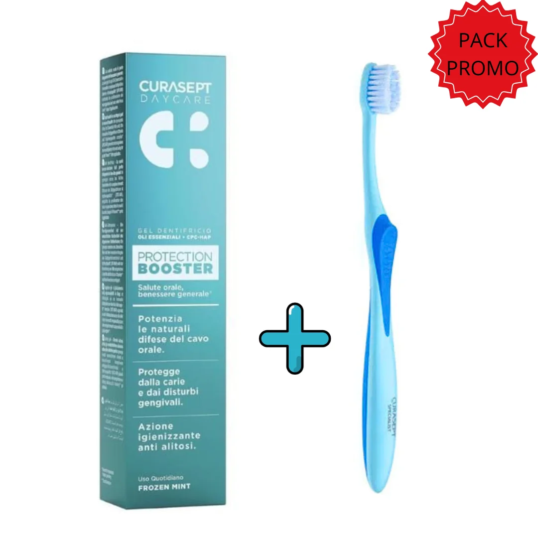 Curasept Dentifrice Booster Menthe Glace 75ml+Brosse A Dents Maxi Soft Pack – Image 2