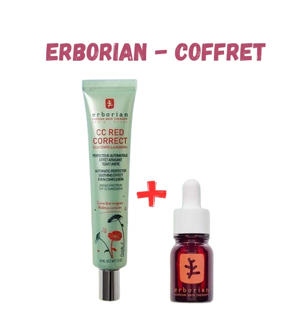ERBORIAN – Coffret CC Red Correct 45ml + Skin Therapy 10ml