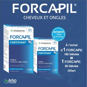 Forcapil Cheveux Et Ongles – 180 Gelules = Forcapil 60 Gelules Offert