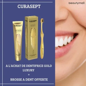 CURASEPT GOLD LUXURY WHITENING DENTIFRICE 75ML + Brosse à Dent
