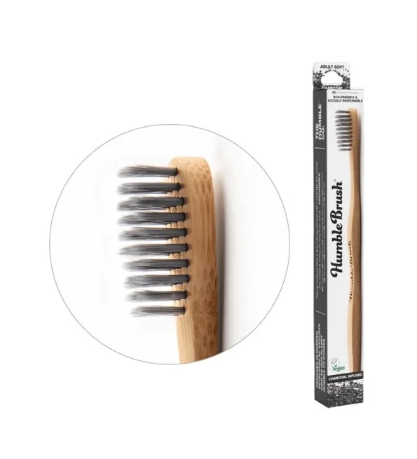 HUMBLE BROSSE A DENTS AU CHARBON POUR ADULTE NOIR DOUCE BAMBOU – Image 2