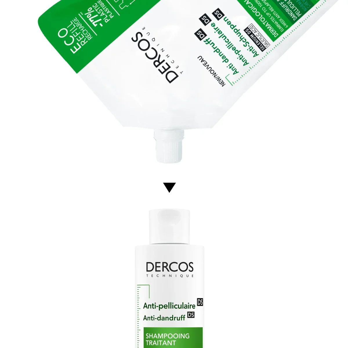 VICHY DERCOS TECHNIQUE ECO-RECHARGE SHAMPOOING ANTIPELLICULAIRE DS – CHEVEUX NORMAUX A GRAS – Image 5