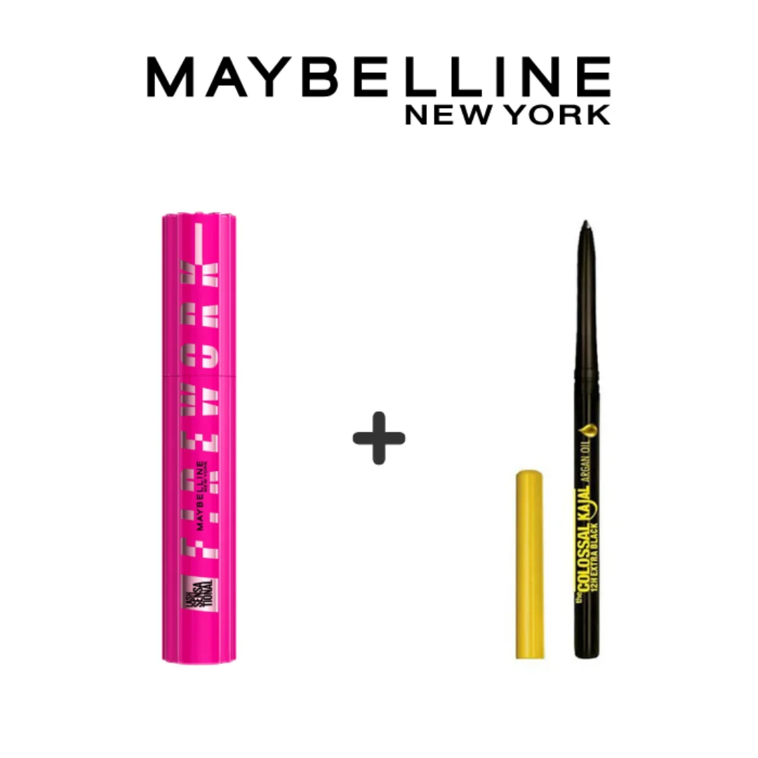 Maybelline Mascara Fire Works Noir 10ml + Crayon Kajal Argan Oil Pack – Image 2
