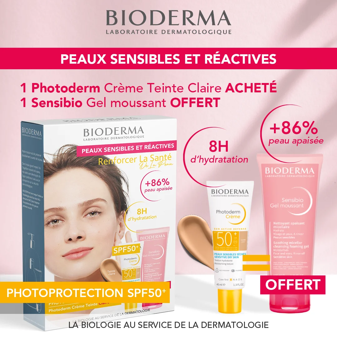 Bioderma Photoderm Ecran Creme Teinte Claire spf50+ 40ml + Sensibio Gel 100ml Offert – Image 2