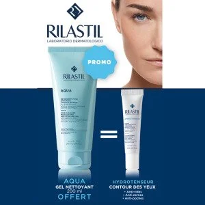 RILASTIL HYDROTENSEUR CRÈME CONTOUR DES YEUX  15 ml = AQUA GEL NETTOYANT VISAGE OFFERT