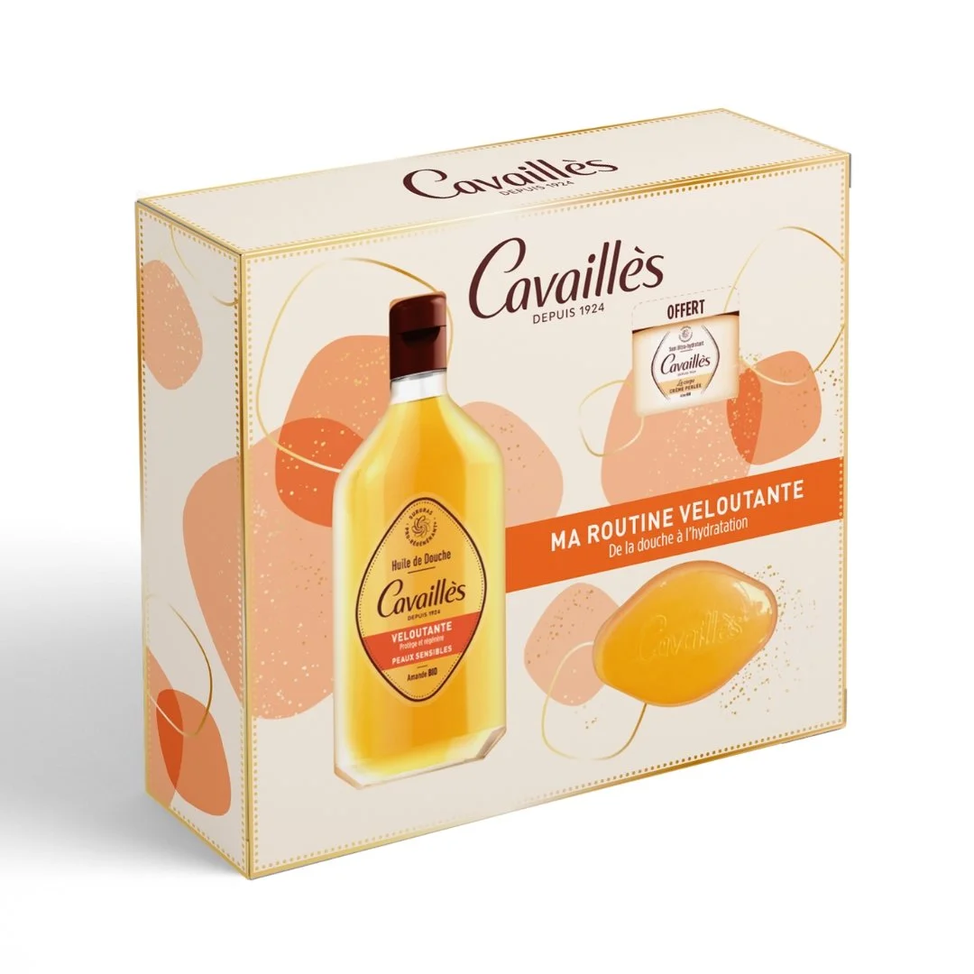 Roge Cavailles Coffret Veloutant = Huile douche 250ml+ Savon + Creme Prelee – Image 2