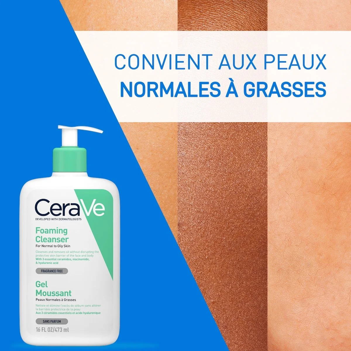 CeraVe Gel Moussant Nettoyant Peau Normale à Grasse | 473ml – Image 8