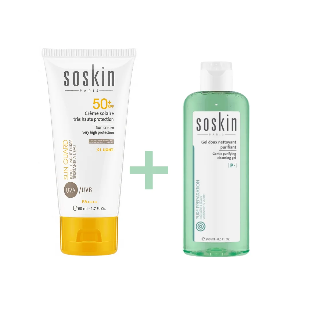 Soskin Creme Solaire Teinte 01 50ml + Gel Doux Nettoyant 100ml Pack – Image 2