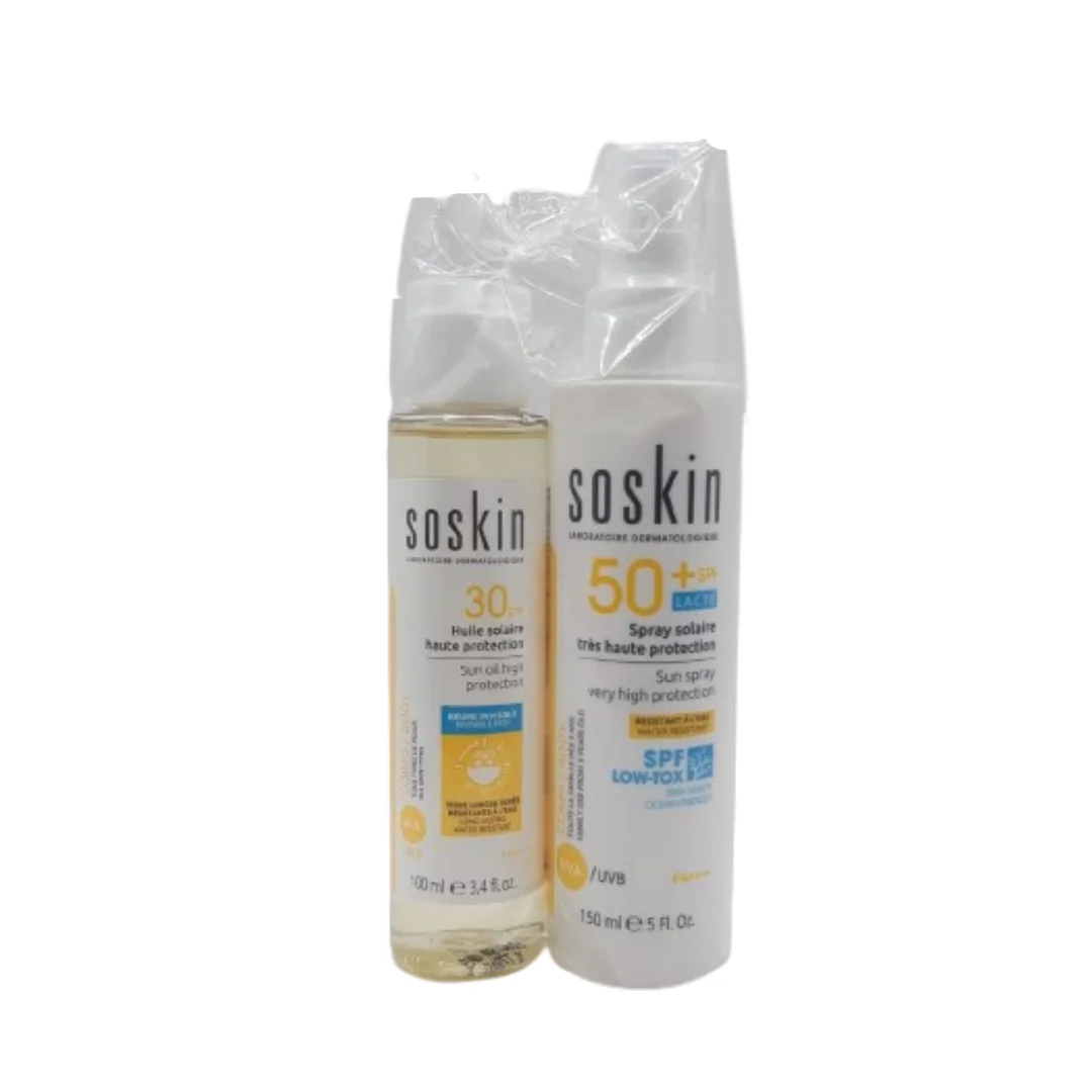Soskin Ecran Solaire Spray Spf50 150ml+Huile Solaire Spf30 100ml Pack – Image 2