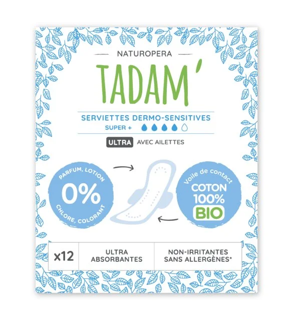 Tadam Serviette Ultra Coton Bio Super+ 12un – Image 2