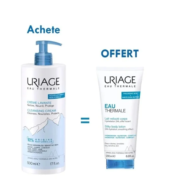 Uriage Eau thermale Crème lavante 500ml +Lait Veloute 200ml OFFERT – Image 2