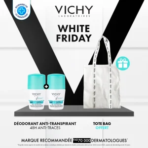 Vichy Dermo-Tolérance Déodorant 48H Anti-Traces Jaunes et Blanches Bille Peau Sensible | 50ml = Tote Bag Offert