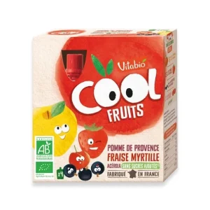 VITABIO COOL FRUITS POMME FRAISE MYRTILLE 4 X 90G