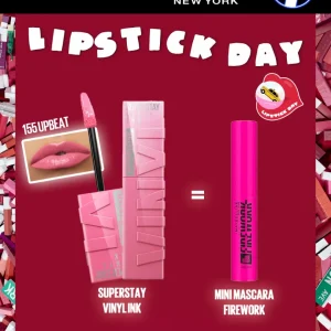 MAYBELLINE SUPERSTAY VINYL INK 155 UPBEAT = MINI MASCARA FIREWORK