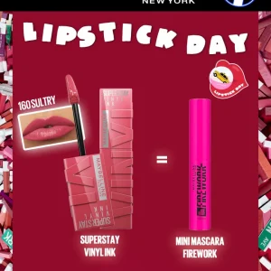 MAYBELLINE SUPERSTAY VINYL INK 160 SULTRY = MINI MASCARA FIREWORK