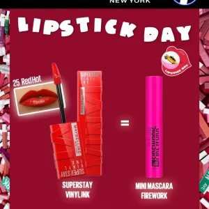 MAYBELLINE 25 SUPERSTAY VINYL INK RED-HOT = MINI MASCARA FIREWORK