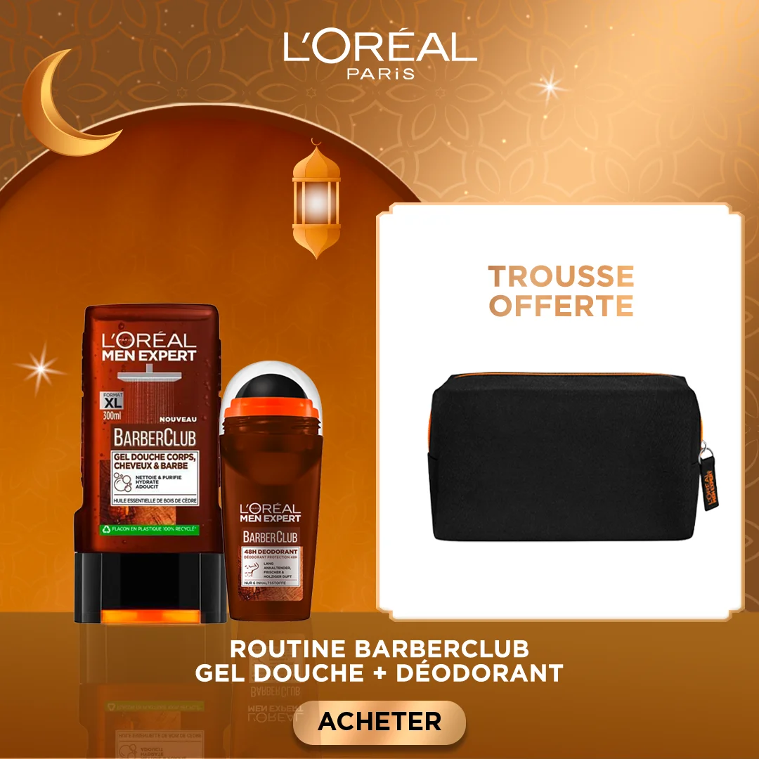 L’Oreal Paris MEN EXPERT ROUTINE BARBER GEL WASH + CREME COIFFANTE +GEL DOUCHE + DEO RO) = TONDEUSE OFFERTE – Image 2