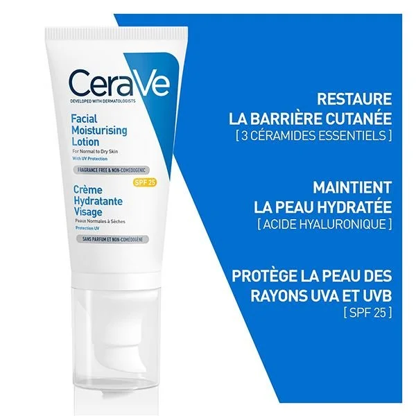 CeraVe Crème Hydratante Visage SPF25 Peau Normale à Sèche | 52ml – Image 3