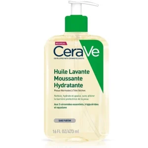 CeraVe Huile Lavante Moussante Hydratante Peau Très Sèche à Atopique | 473ml