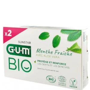 GUM Dentifrice Menthe Fraîche Aloe Vera Bio Lot de 2 x 75 ml