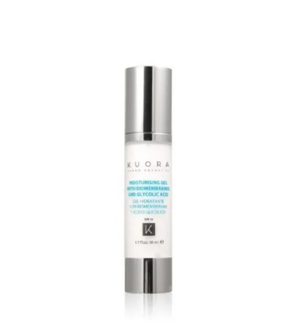 KUORA GEL HYDRATANT AUX BIOMEMBRANES ET A L’ACIDE GLYCOLIQUE SPF10 50ML – Image 2