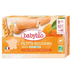 BABYBIO Petits Boudoirs à l&rsquo;huile Essentielle d&rsquo;orange Douce 120G
