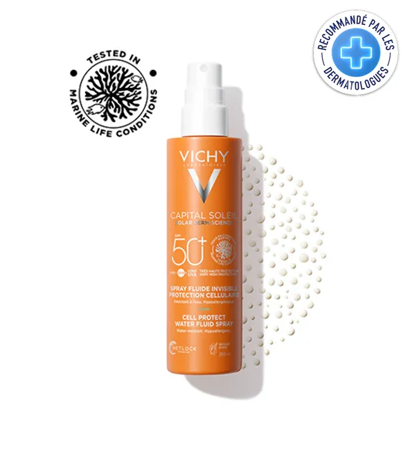 VICHY CAPITAL SOLEIL SPF50+ SPRAY FLUIDE INVISIBLE PROTECTION CELLULAIRE 200ML – Image 2