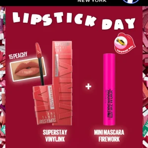 MAYBELLINE 15 SUPERSTAY VINYL INK PEACHY = MINI MASCARA FIREWORK