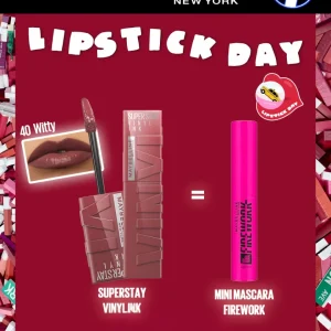 MAYBELLINE 40 SUPERSTAY VINYL INK WITTY = MINI MASCARA FIREWORK