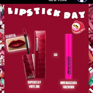 MAYBELLINE SUPERSTAY VINYL INK 55 ROYAL = MINI MASCARA FIREWORK